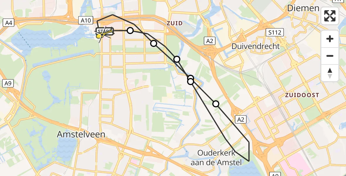 Routekaart van de vlucht: Lifeliner 1 naar VU Medisch Centrum Amsterdam