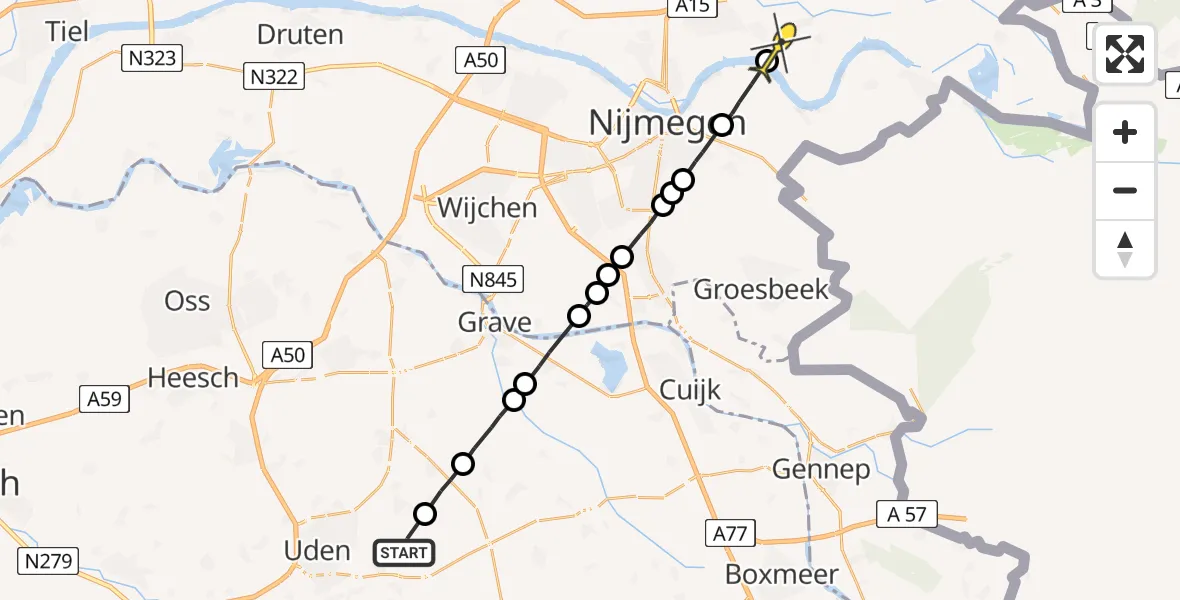 Routekaart van de vlucht: Politieheli naar Haalderen