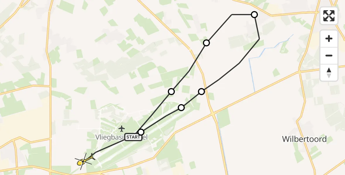 Routekaart van de vlucht: Lifeliner 3 naar Vliegbasis Volkel