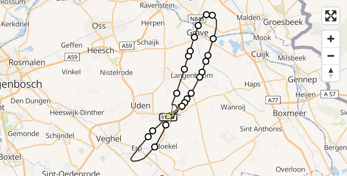 Routekaart van de vlucht: Lifeliner 3 naar Vliegbasis Volkel