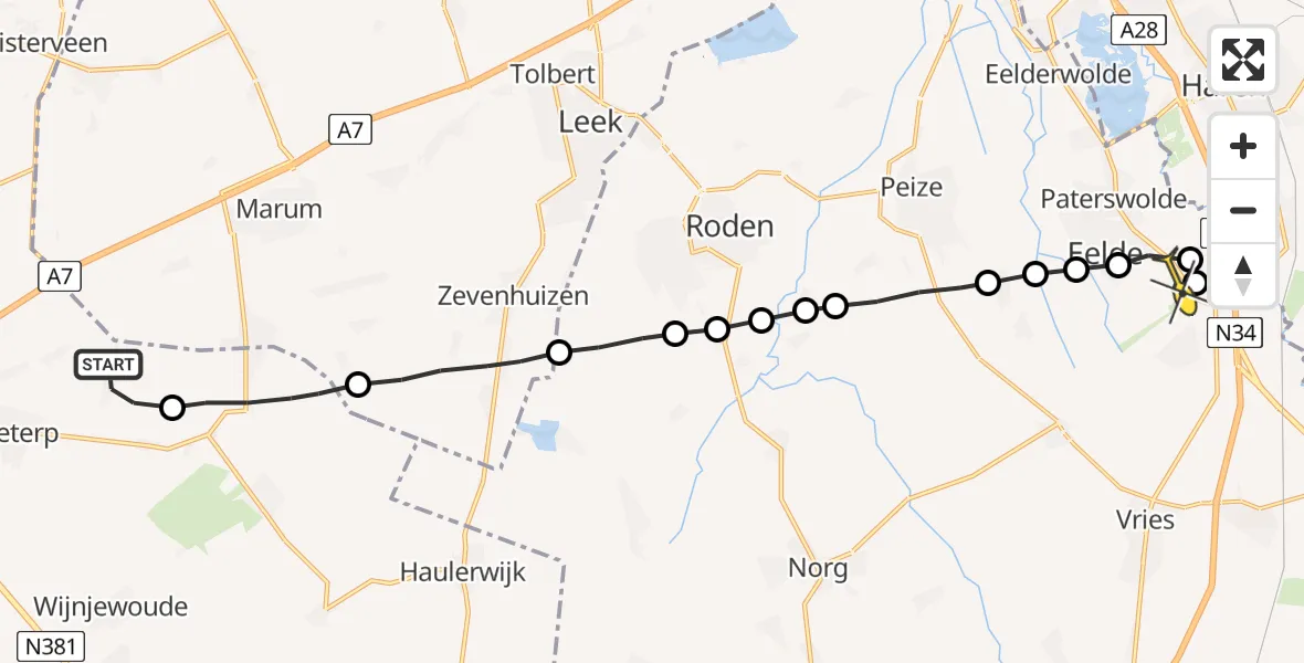 Routekaart van de vlucht: Lifeliner 4 naar Groningen Airport Eelde