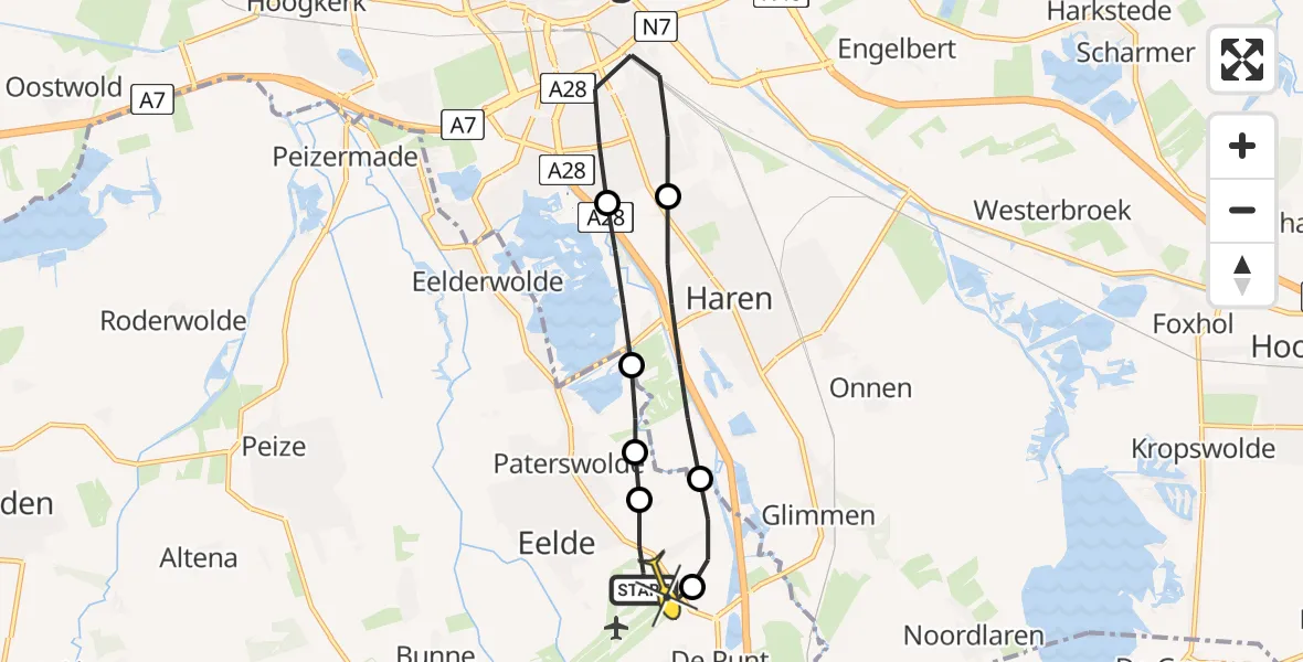 Routekaart van de vlucht: Lifeliner 4 naar Groningen Airport Eelde