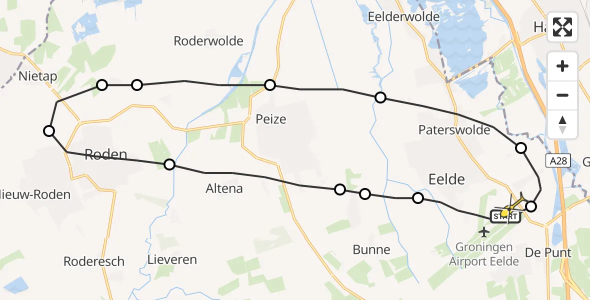 Routekaart van de vlucht: Lifeliner 4 naar Groningen Airport Eelde