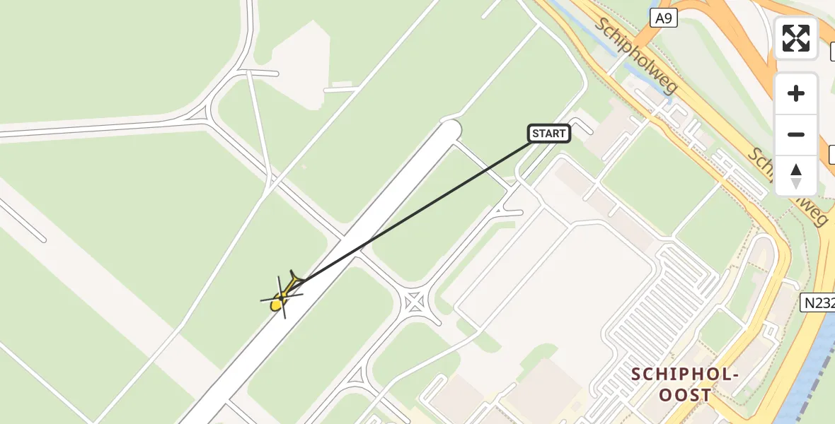 Vluchtroute Politiehelikopter van Schiphol naar Schiphol
