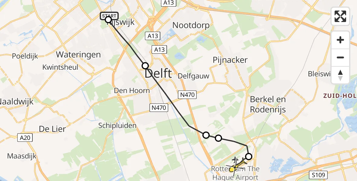 Routekaart van de vlucht: Lifeliner 2 naar Rotterdam The Hague Airport