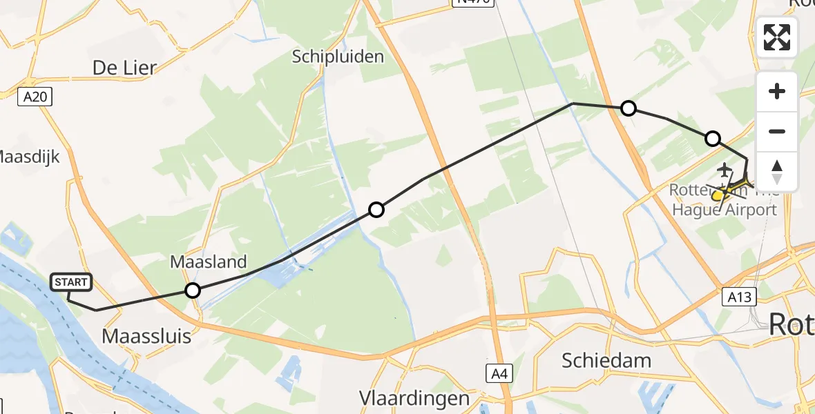 Routekaart van de vlucht: Lifeliner 2 naar Rotterdam The Hague Airport