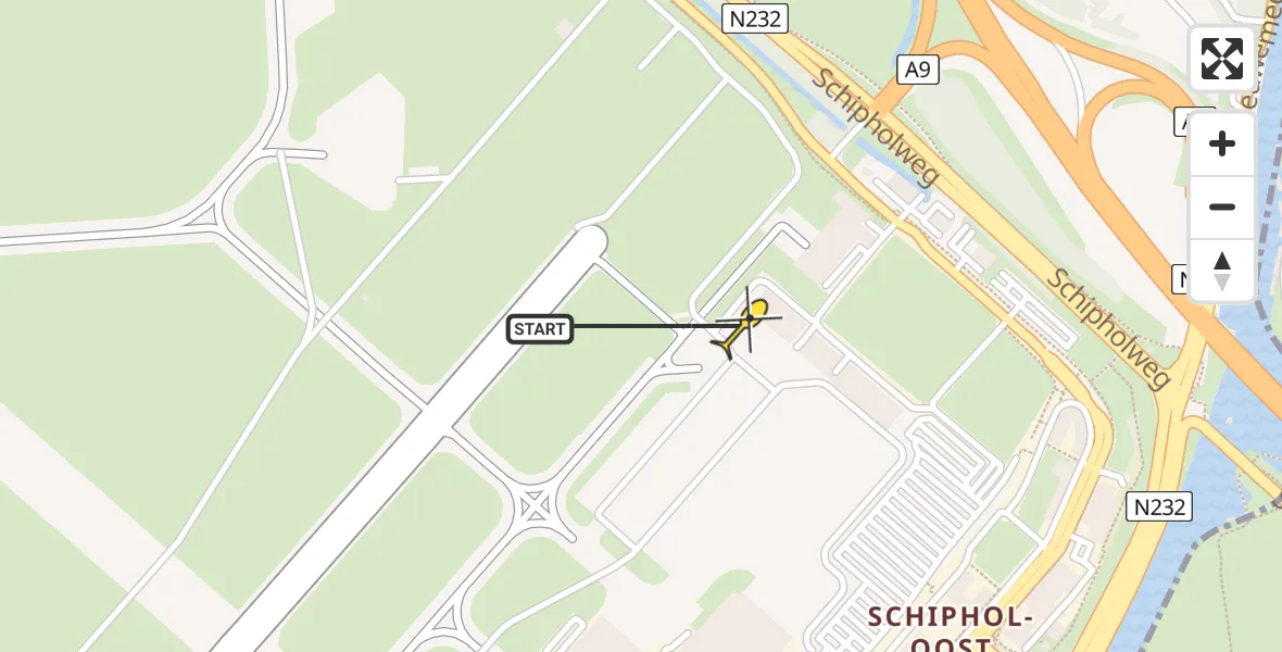 Vluchtroute Politiehelikopter van Schiphol naar Schiphol
