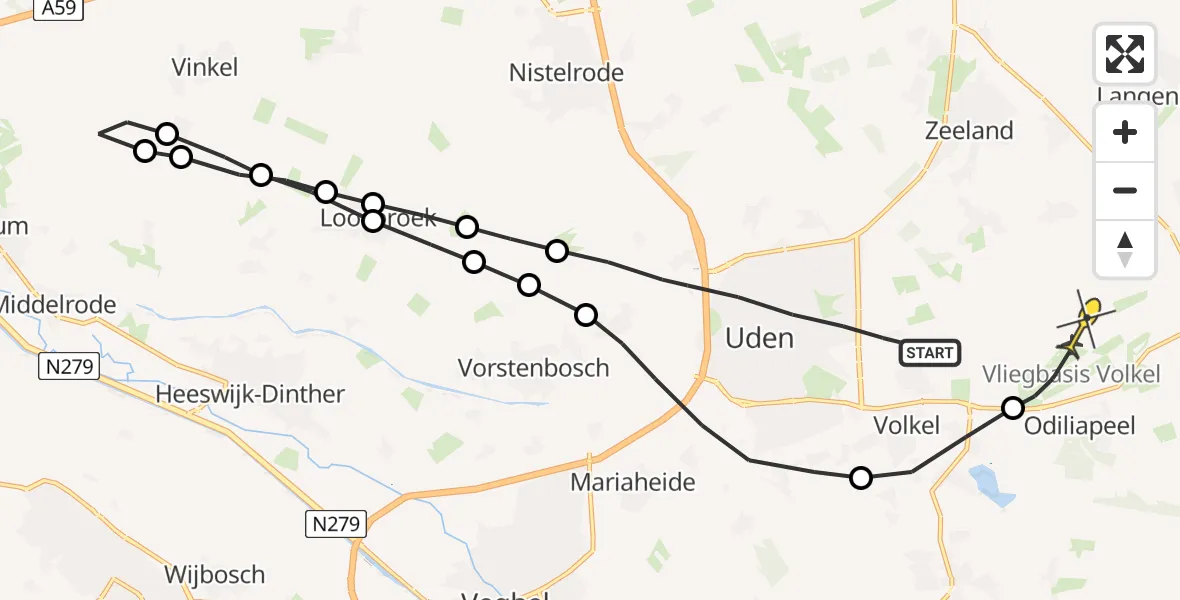 Routekaart van de vlucht: Lifeliner 3 naar Vliegbasis Volkel