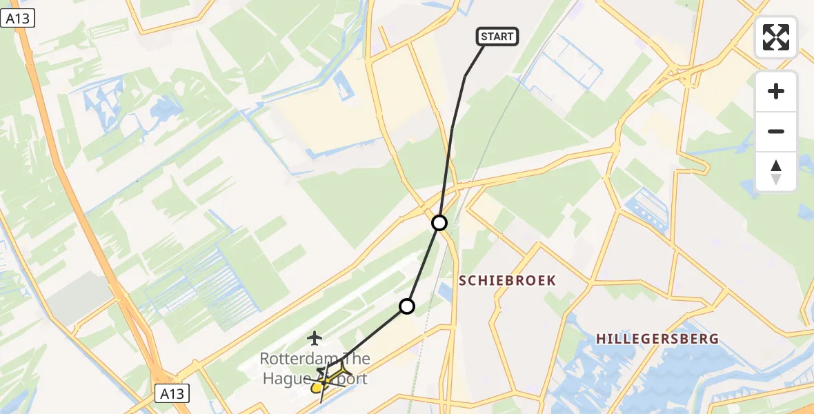 Routekaart van de vlucht: Lifeliner 2 naar Rotterdam The Hague Airport