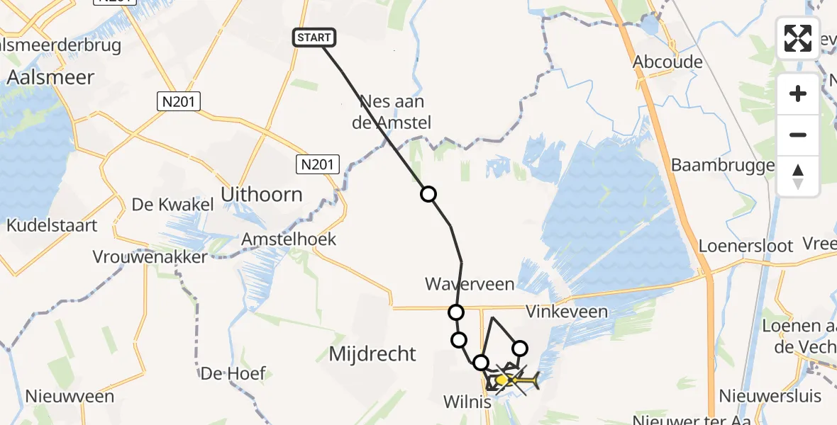 Routekaart van de vlucht: Politieheli naar Wilnis