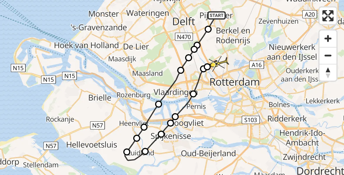 Routekaart van de vlucht: Lifeliner 2 naar Rotterdam The Hague Airport