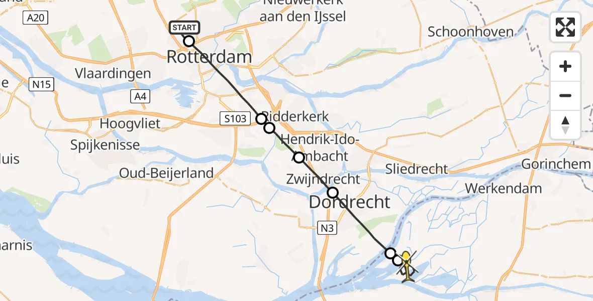 Routekaart van de vlucht: Lifeliner 2 naar Drimmelen