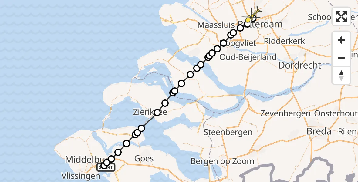 Routekaart van de vlucht: Lifeliner 2 naar Rotterdam The Hague Airport