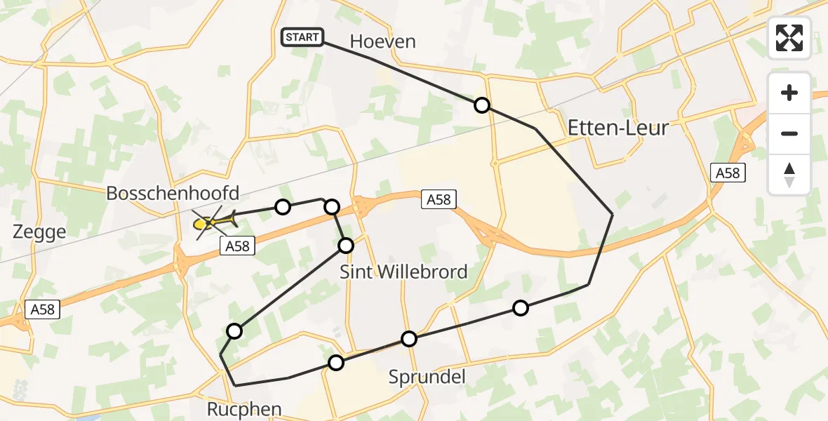 Routekaart van de vlucht: Politieheli naar Breda International Airport