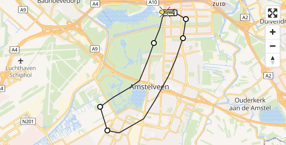 Routekaart van de vlucht: Lifeliner 1 naar VU Medisch Centrum Amsterdam