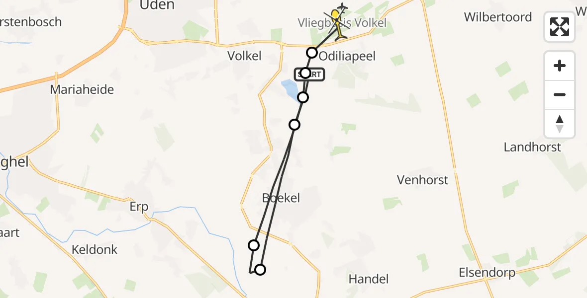 Routekaart van de vlucht: Lifeliner 3 naar Vliegbasis Volkel