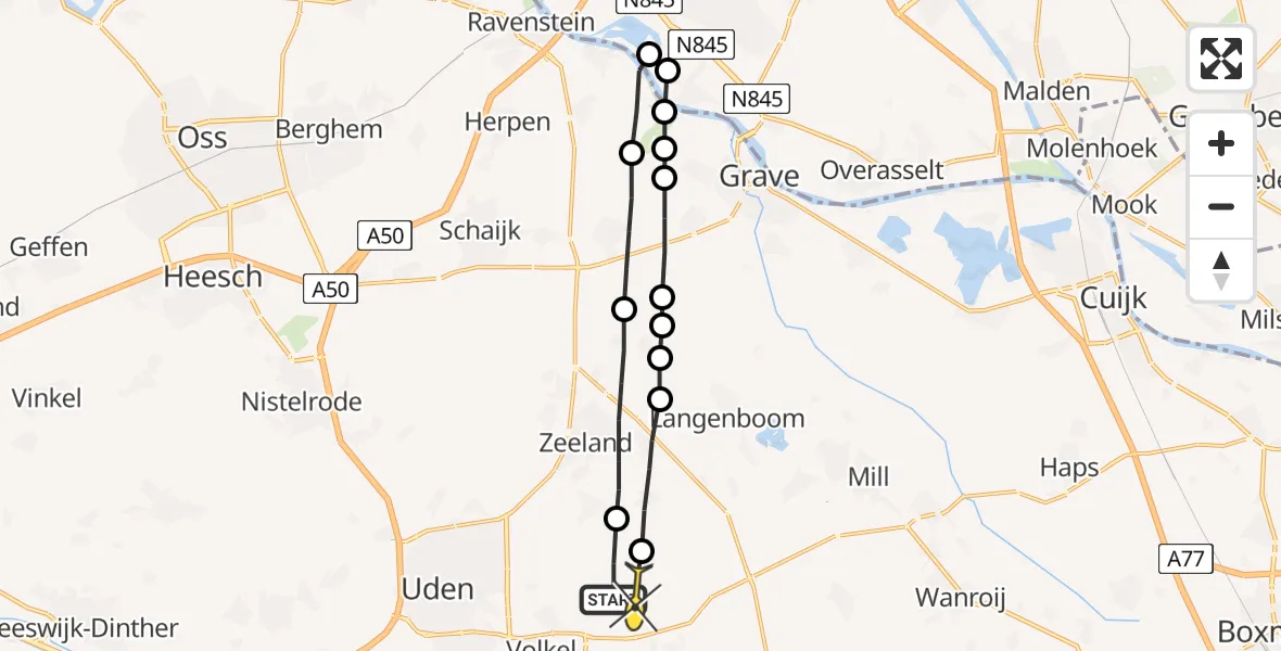 Routekaart van de vlucht: Lifeliner 3 naar Vliegbasis Volkel