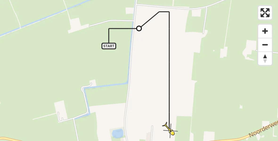 Routekaart van de vlucht: Politieheli naar Midwolde