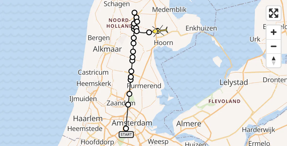 Routekaart van de vlucht: Lifeliner 1 naar Nibbixwoud