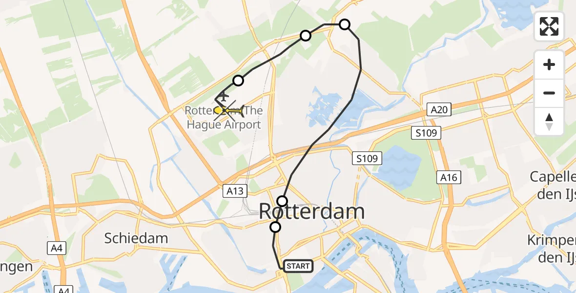 Routekaart van de vlucht: Lifeliner 2 naar Rotterdam The Hague Airport