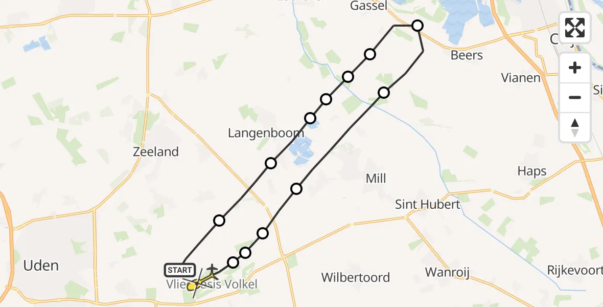 Routekaart van de vlucht: Lifeliner 3 naar Vliegbasis Volkel