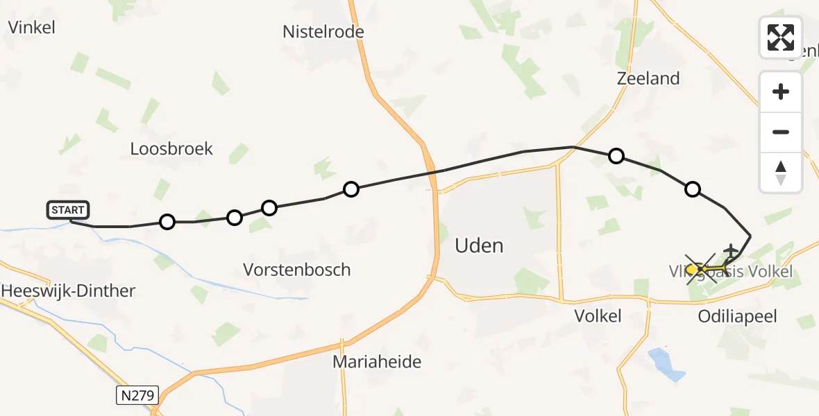 Routekaart van de vlucht: Lifeliner 3 naar Vliegbasis Volkel