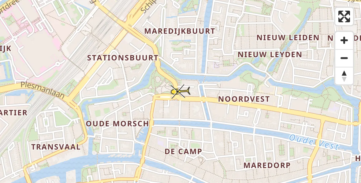 Routekaart van de vlucht: Lifeliner 1 naar Leiden