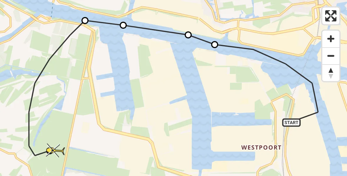 Routekaart van de vlucht: Lifeliner 1 naar Halfweg