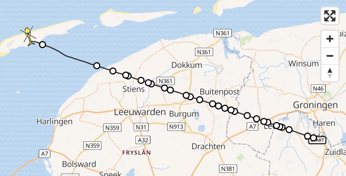 Routekaart van de vlucht: Lifeliner 4 naar Formerum