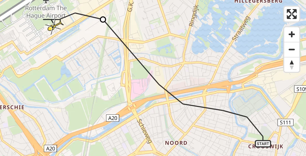 Routekaart van de vlucht: Lifeliner 2 naar Rotterdam The Hague Airport