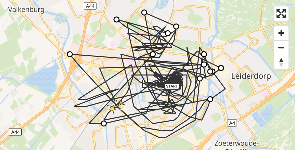 Routekaart van de vlucht: Politieheli naar Leiden