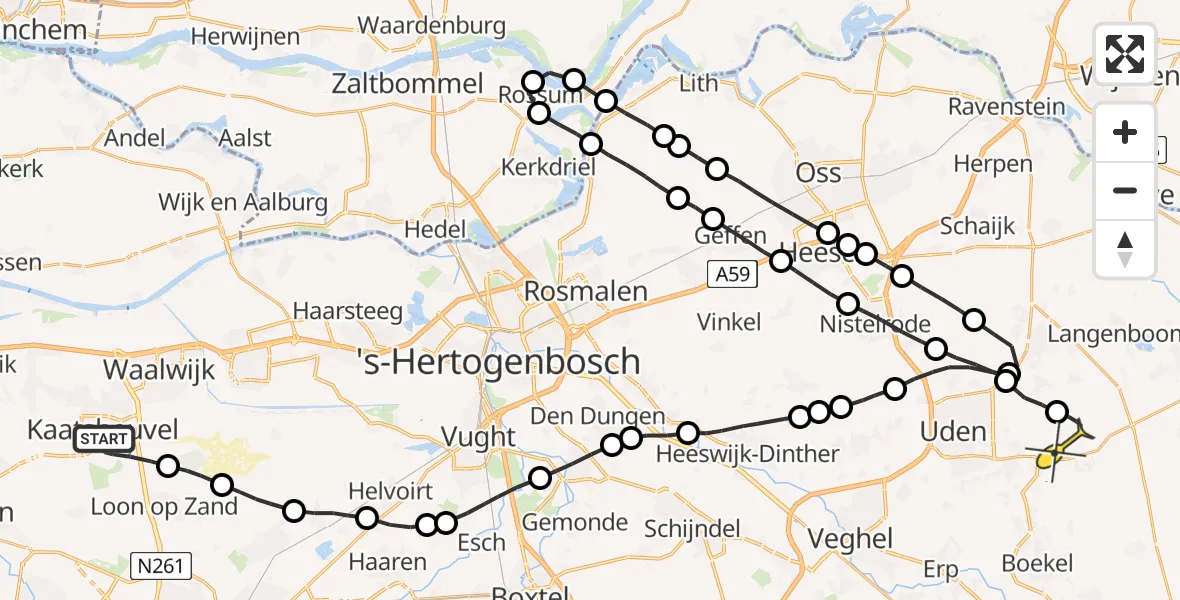 Routekaart van de vlucht: Lifeliner 3 naar Vliegbasis Volkel