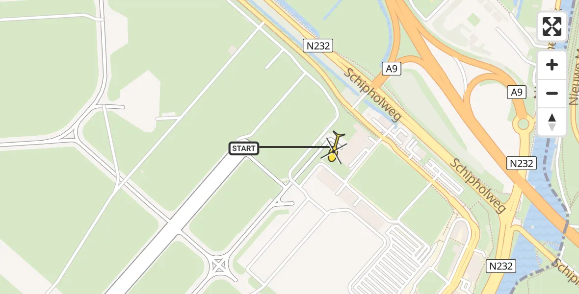 Vluchtroute Politiehelikopter van Schiphol naar Schiphol
