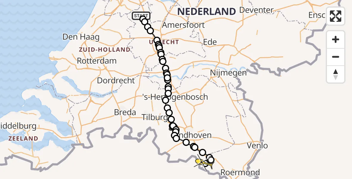 Routekaart van de vlucht: Politieheli naar Kempen Airport