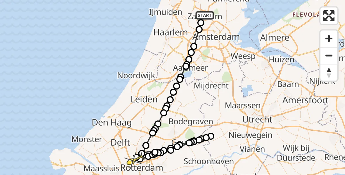 Routekaart van de vlucht: Lifeliner 2 naar Rotterdam The Hague Airport