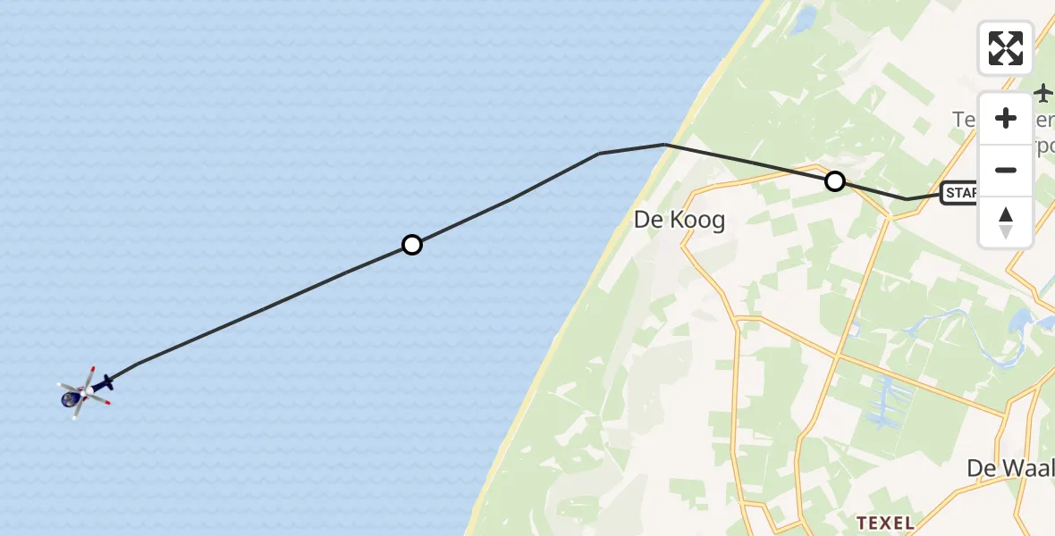 Vluchtroute Politiehelikopter De Cocksdorp - , 14 juli 2023, 16:58