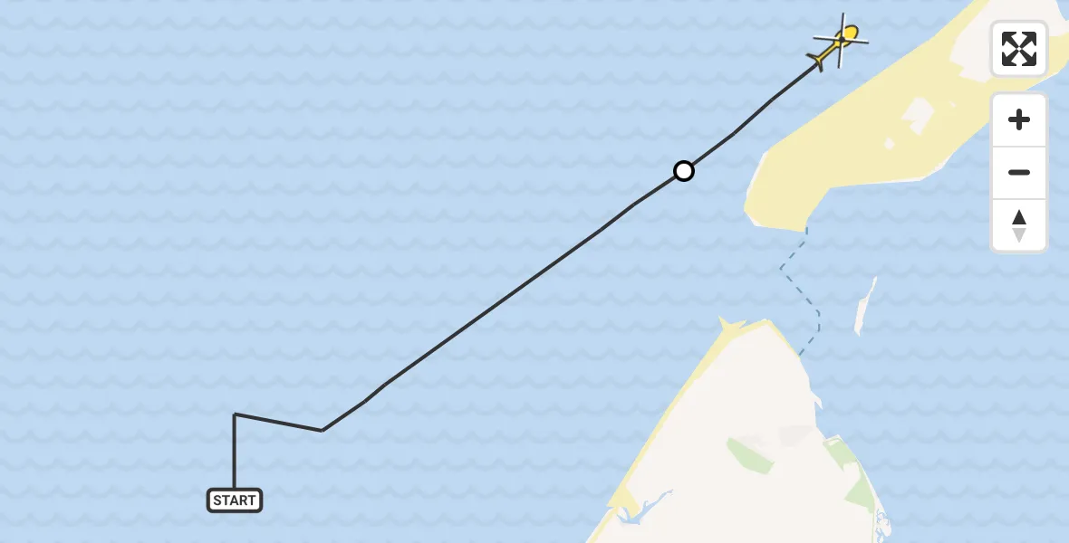 Routekaart van de vlucht: Politieheli naar Vlieland