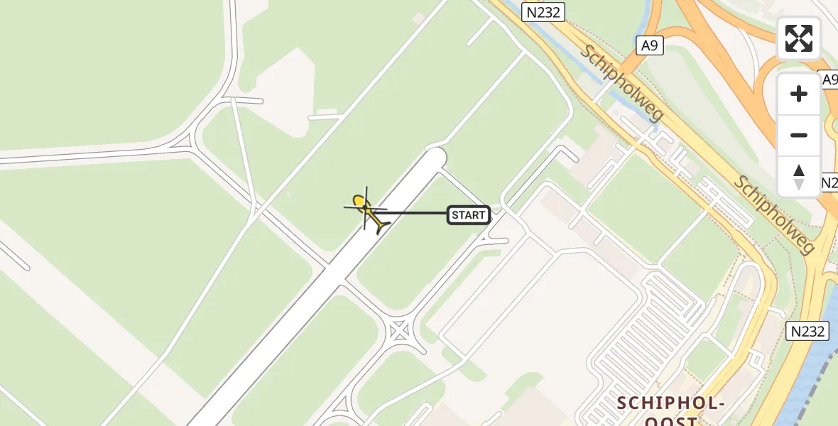 Vluchtroute Politiehelikopter van Schiphol naar Schiphol