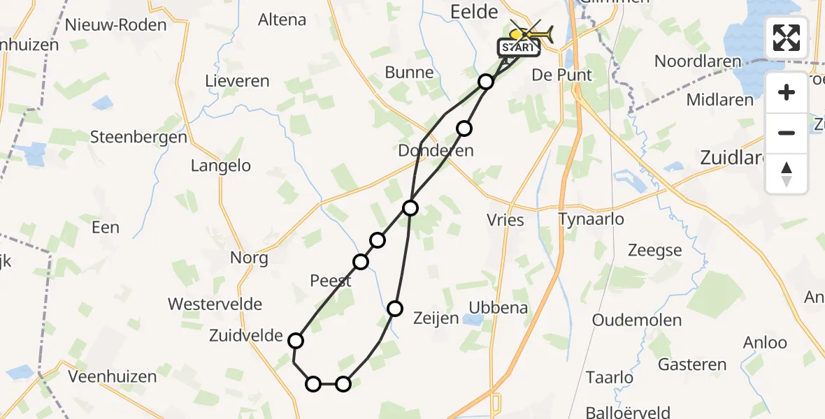 Routekaart van de vlucht: Lifeliner 4 naar Groningen Airport Eelde