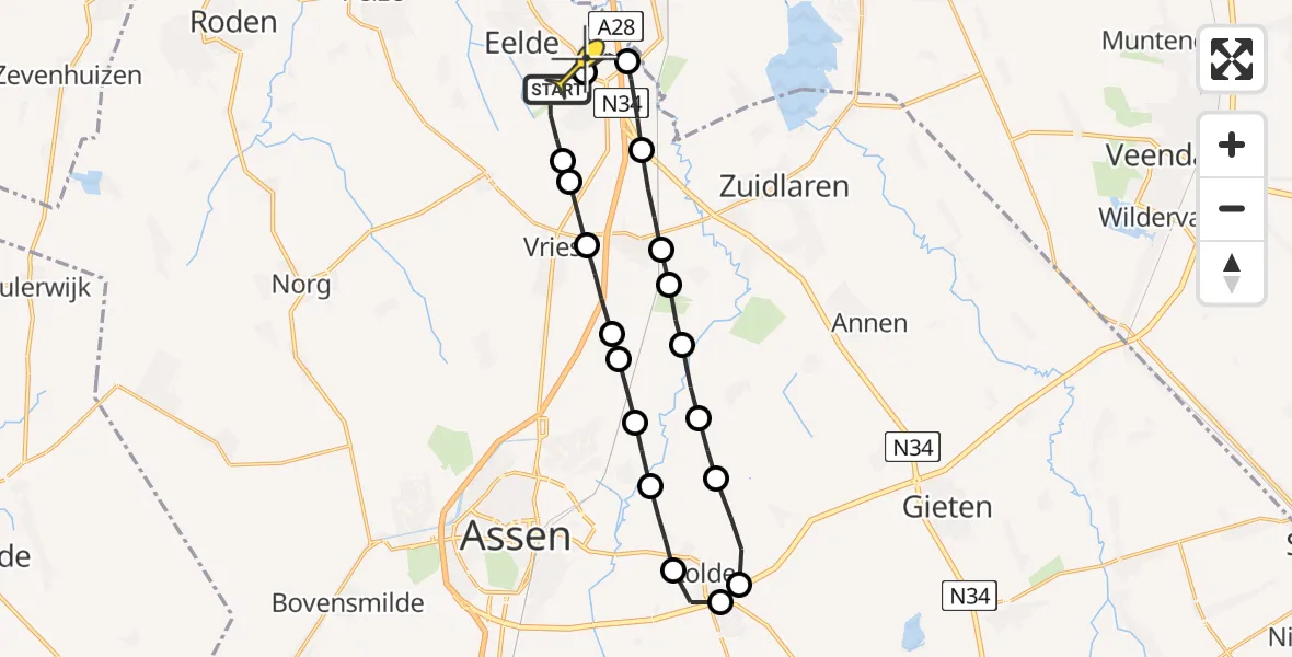 Routekaart van de vlucht: Lifeliner 4 naar Groningen Airport Eelde
