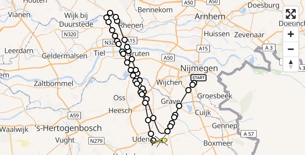 Routekaart van de vlucht: Lifeliner 3 naar Vliegbasis Volkel