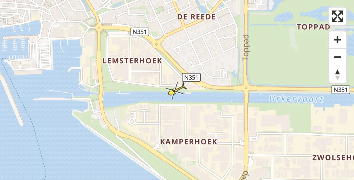 Routekaart van de vlucht: Lifeliner 1 naar Urk