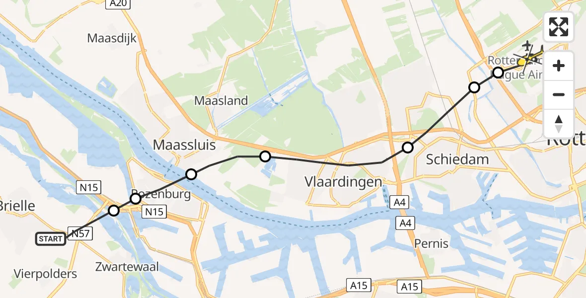 Routekaart van de vlucht: Lifeliner 2 naar Rotterdam The Hague Airport