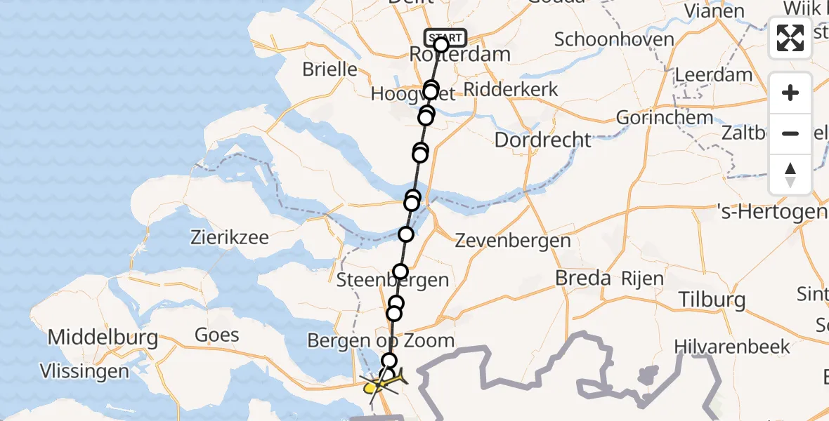 Routekaart van de vlucht: Lifeliner 2 naar Woensdrecht