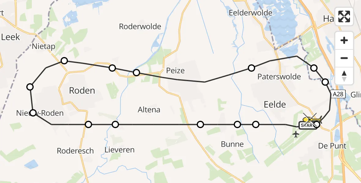 Routekaart van de vlucht: Lifeliner 4 naar Groningen Airport Eelde