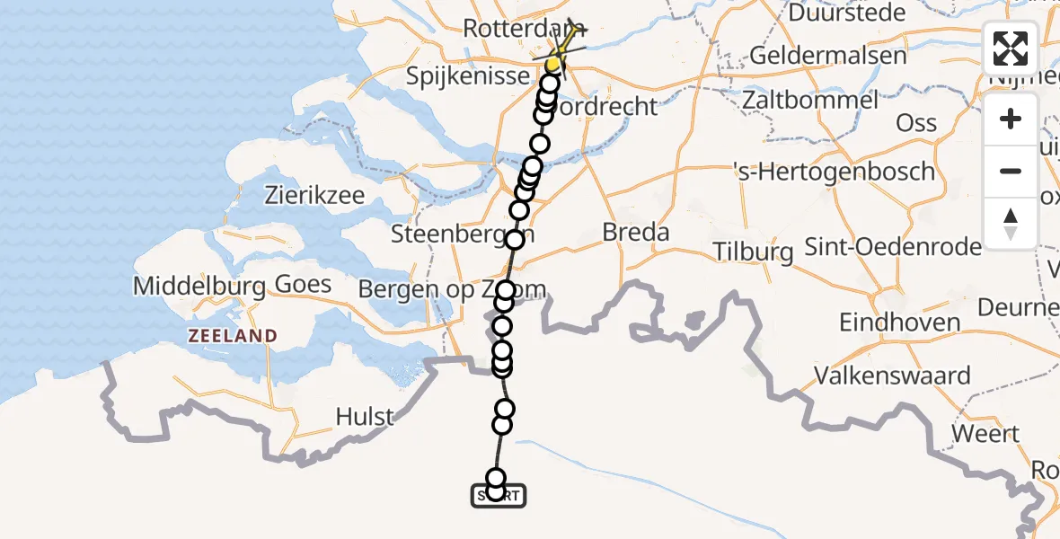 Routekaart van de vlucht: Lifeliner 2 naar Ridderkerk