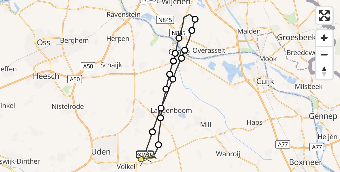 Routekaart van de vlucht: Lifeliner 3 naar Vliegbasis Volkel