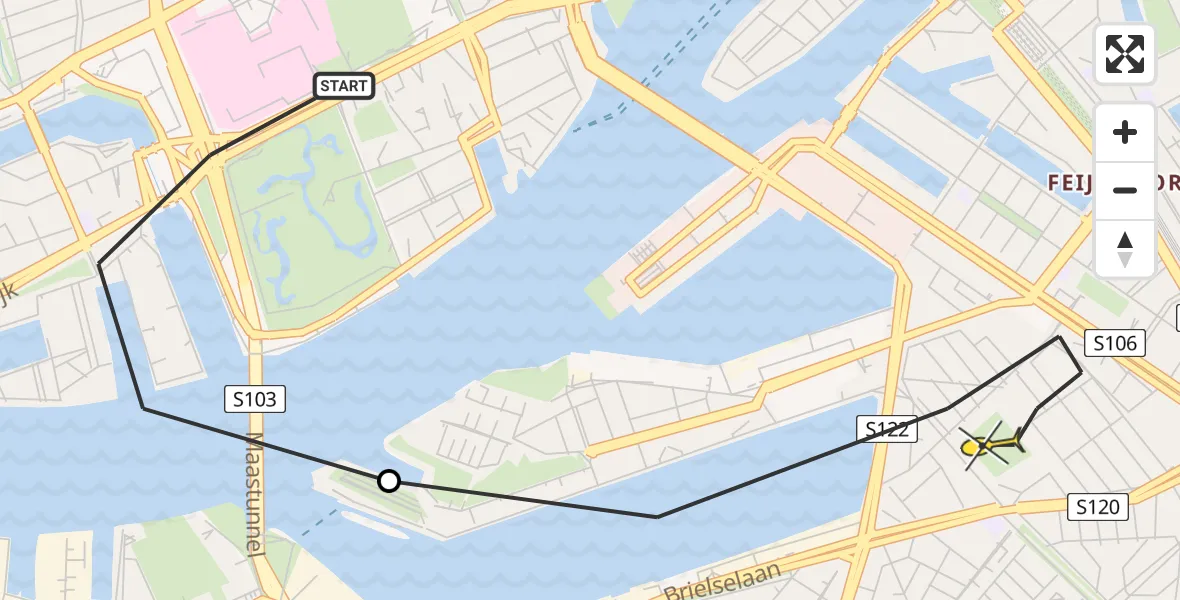 Routekaart van de vlucht: Lifeliner 2 naar Rotterdam