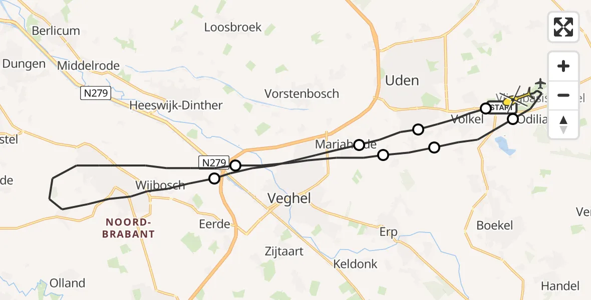 Routekaart van de vlucht: Lifeliner 3 naar Vliegbasis Volkel