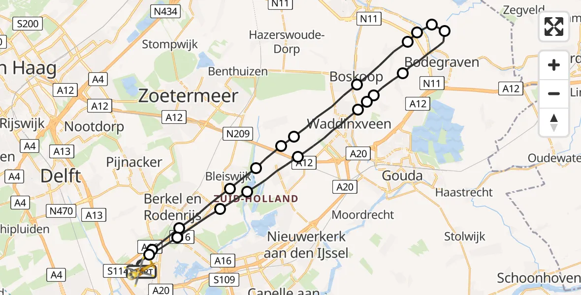 Vluchtroute Traumahelikopter Rotterdam The Hague Airport - Rotterdam The Hague Airport, 15 juli 2023, 22:23
